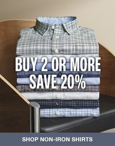 Stack of 9 men's dress shirts sitting on a chair with the words 